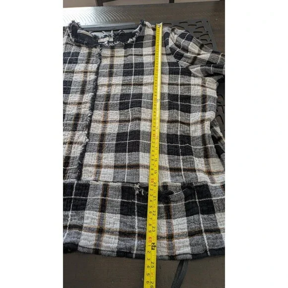 Habitat Tunic Top XL Gauzy Art Wear Lagenlook Lightweight Boxy Plaid Pockets - Picture 10 of 10